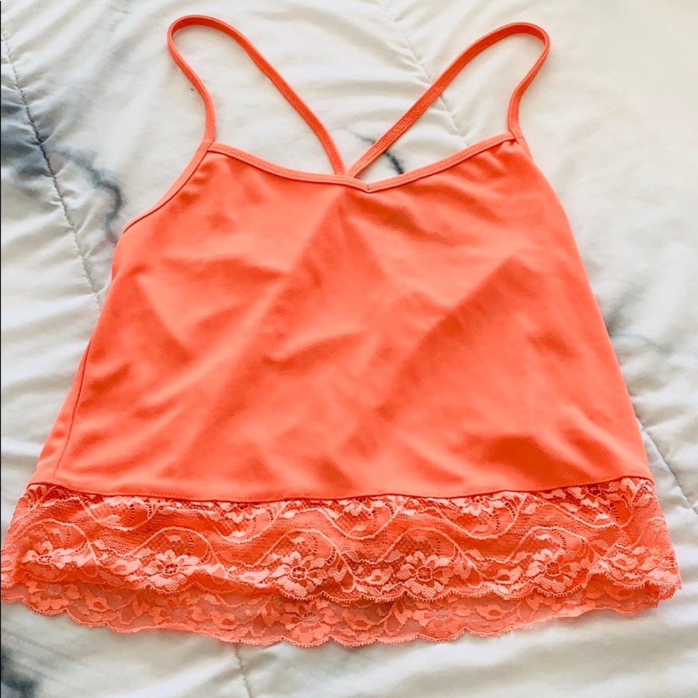 H&M Pink Tank Top With Lace Trim